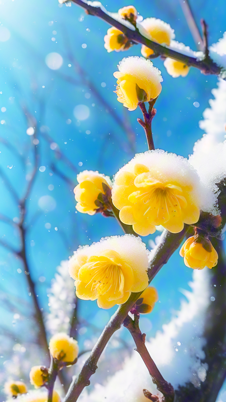 冰雪中的腊梅.作为年宵花,那是又香又美