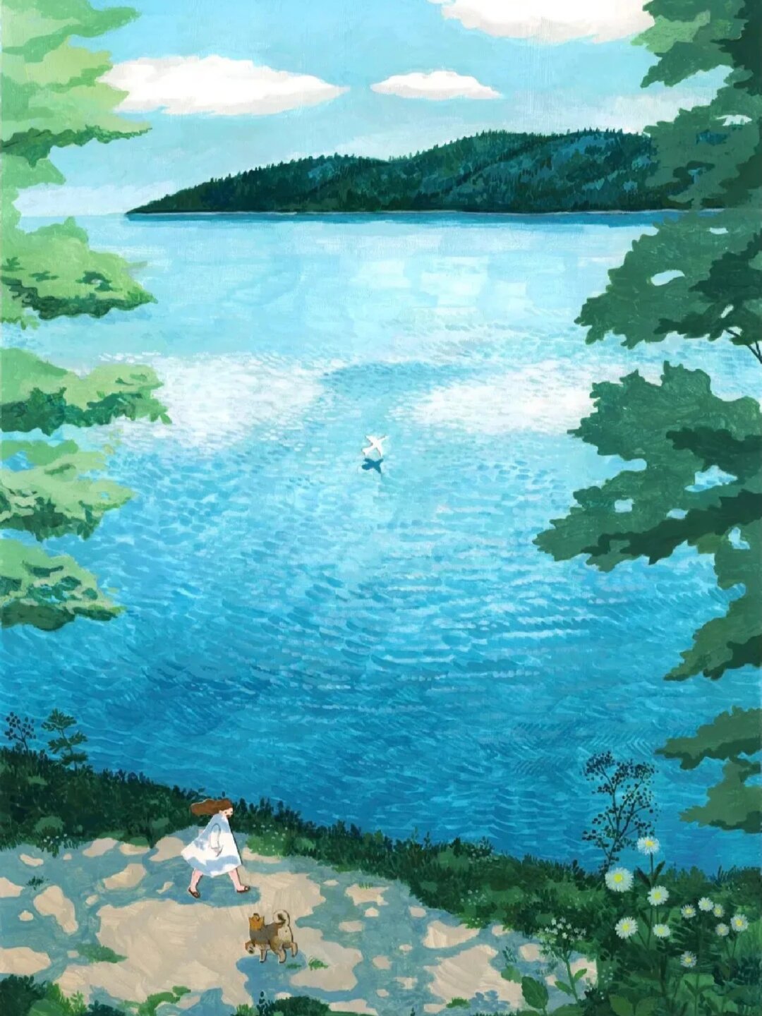 她以规律严谨的结构描绘出和谐统一的色彩将远方的风景