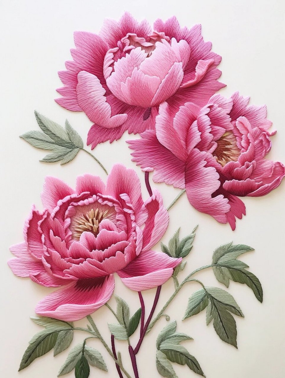 立体刺绣牡丹  牡丹,被誉为"花中之王",以其华丽的姿态和丰富的文化