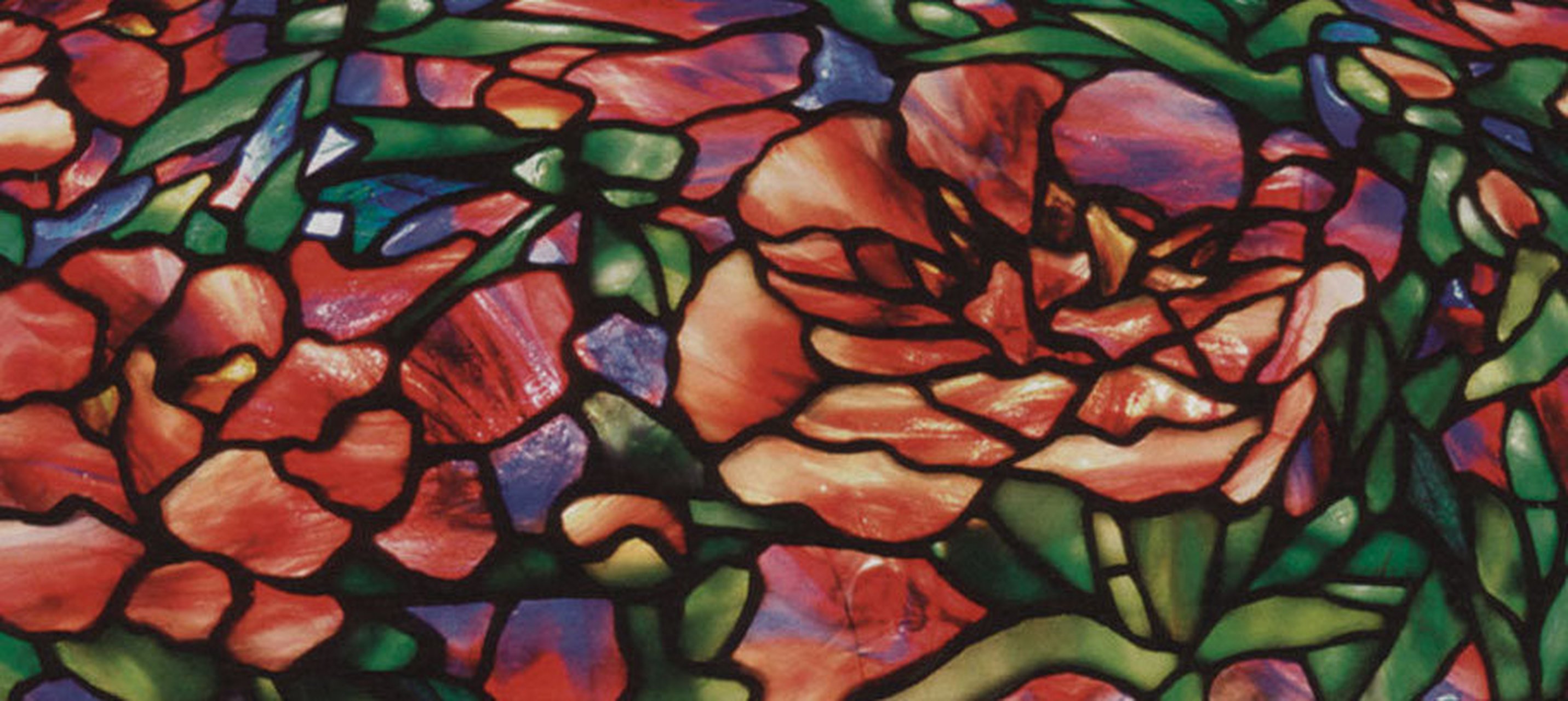 louis comfort tiffany彩色玻璃台灯细节,光色流动的风景.