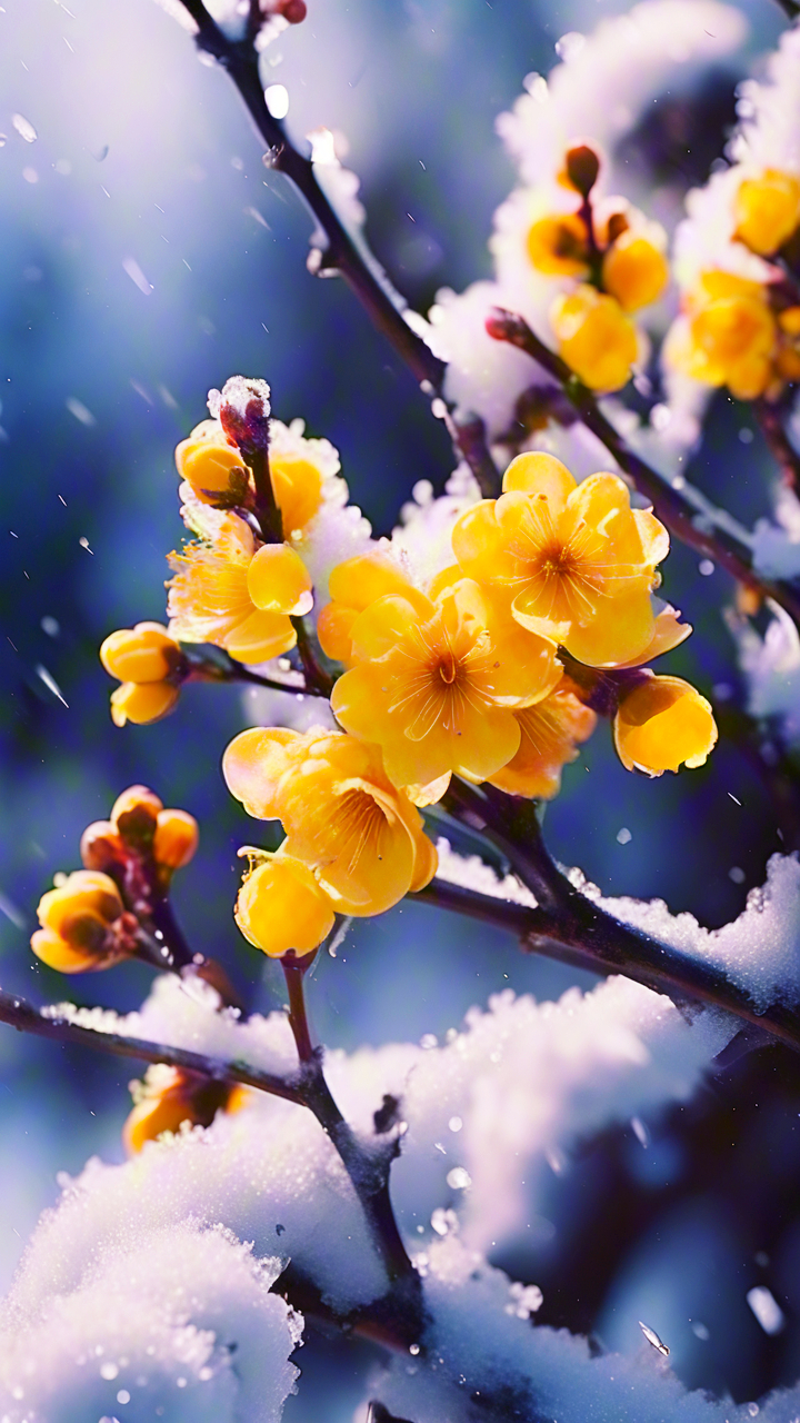 冰雪中的腊梅.作为年宵花,那是又香又美