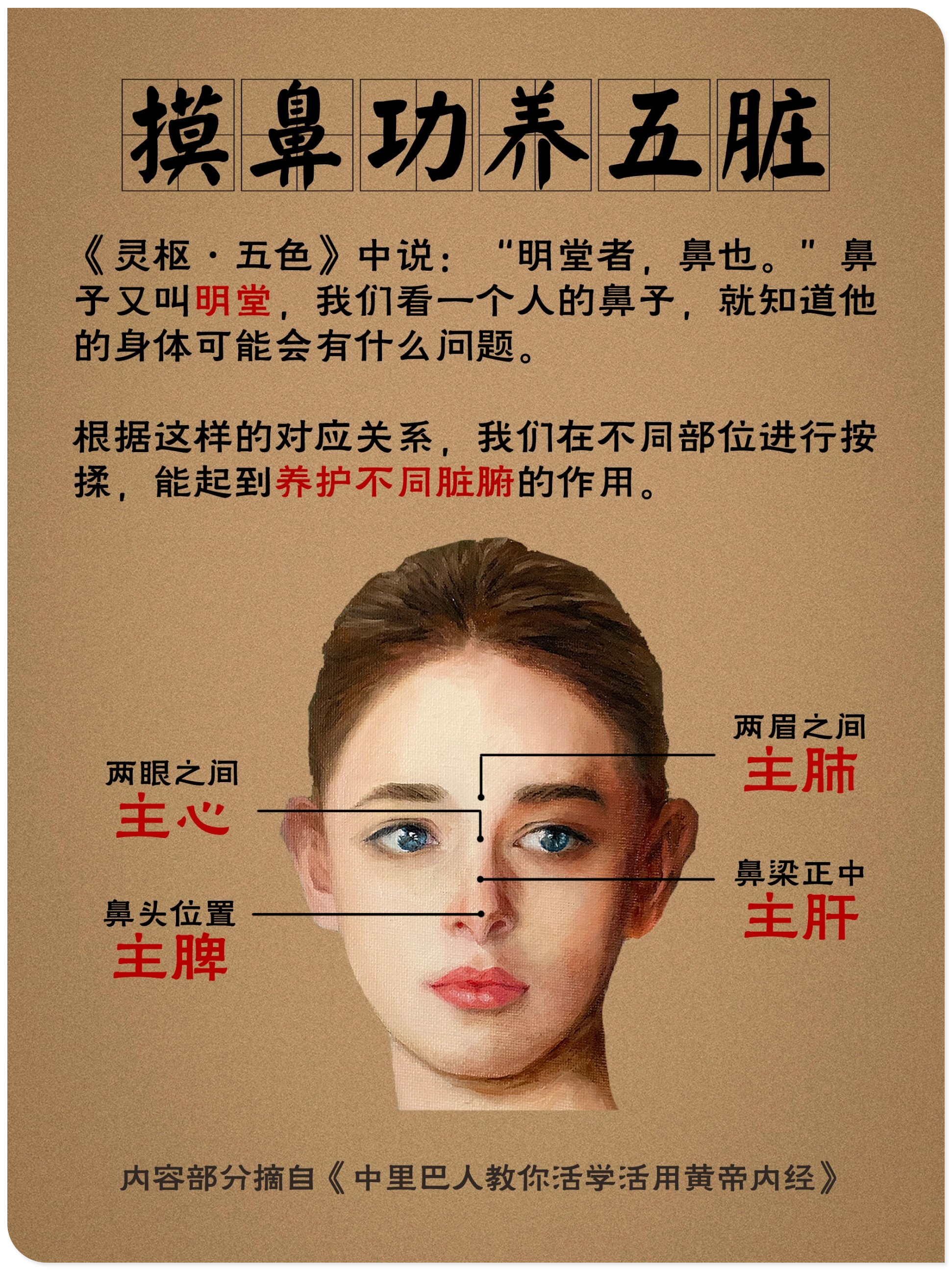 每天这样摸摸鼻子,就是在养五脏  我看一个人的鼻子,就知道他的身体