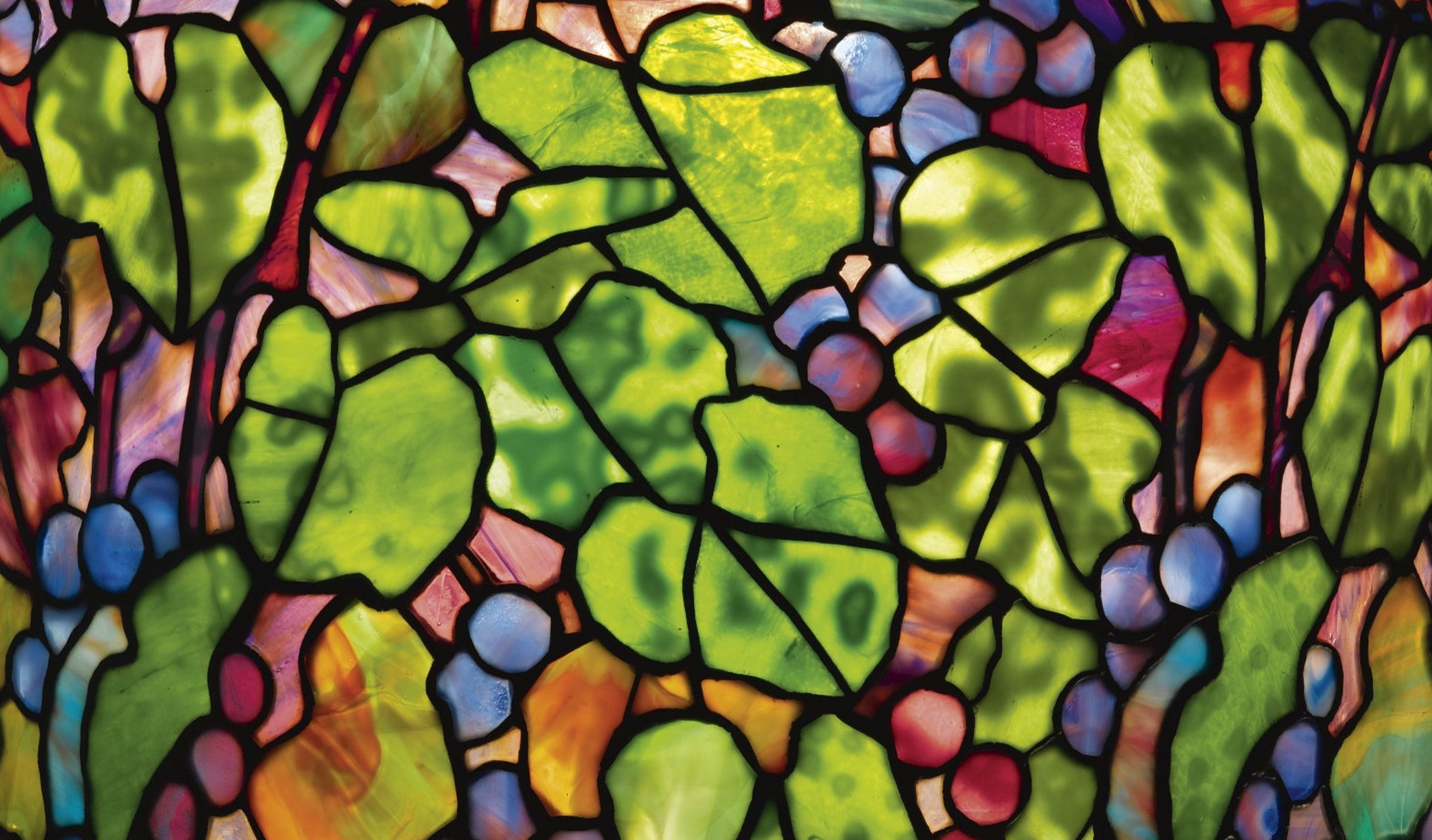 louis comfort tiffany彩色玻璃台灯细节,光色流动的风景.