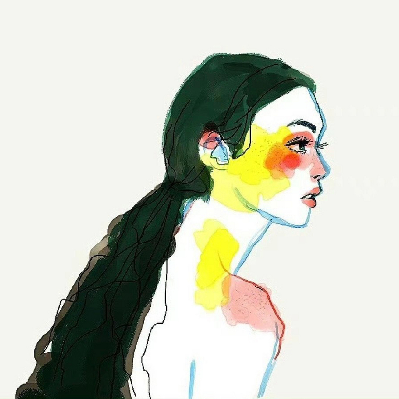 超小众的高级艺术感手绘头像 一起努力啊,去更远的地方,坚信自己的