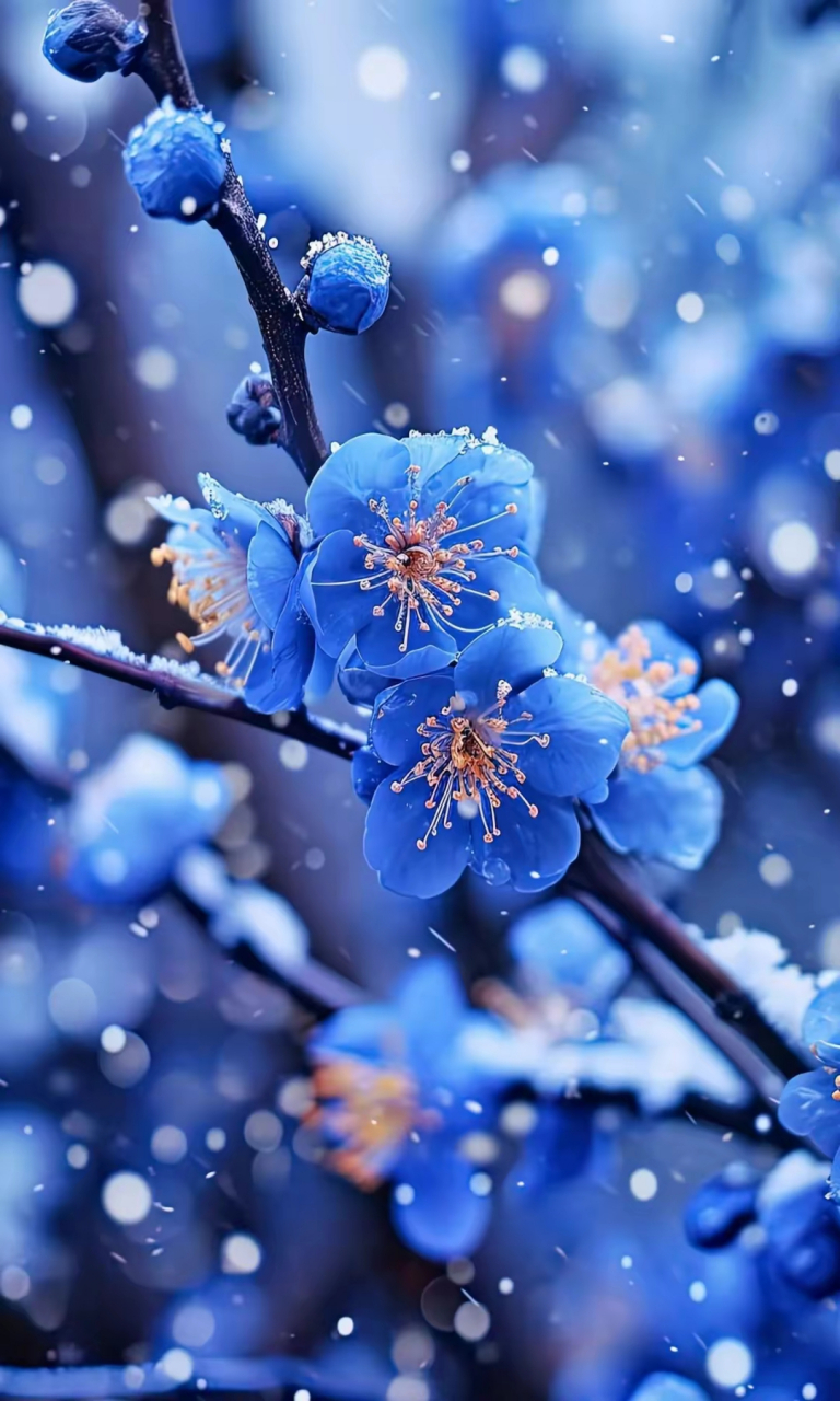 壁纸分享～蓝色的梅花,没见过吧 #2023翻篇吧
