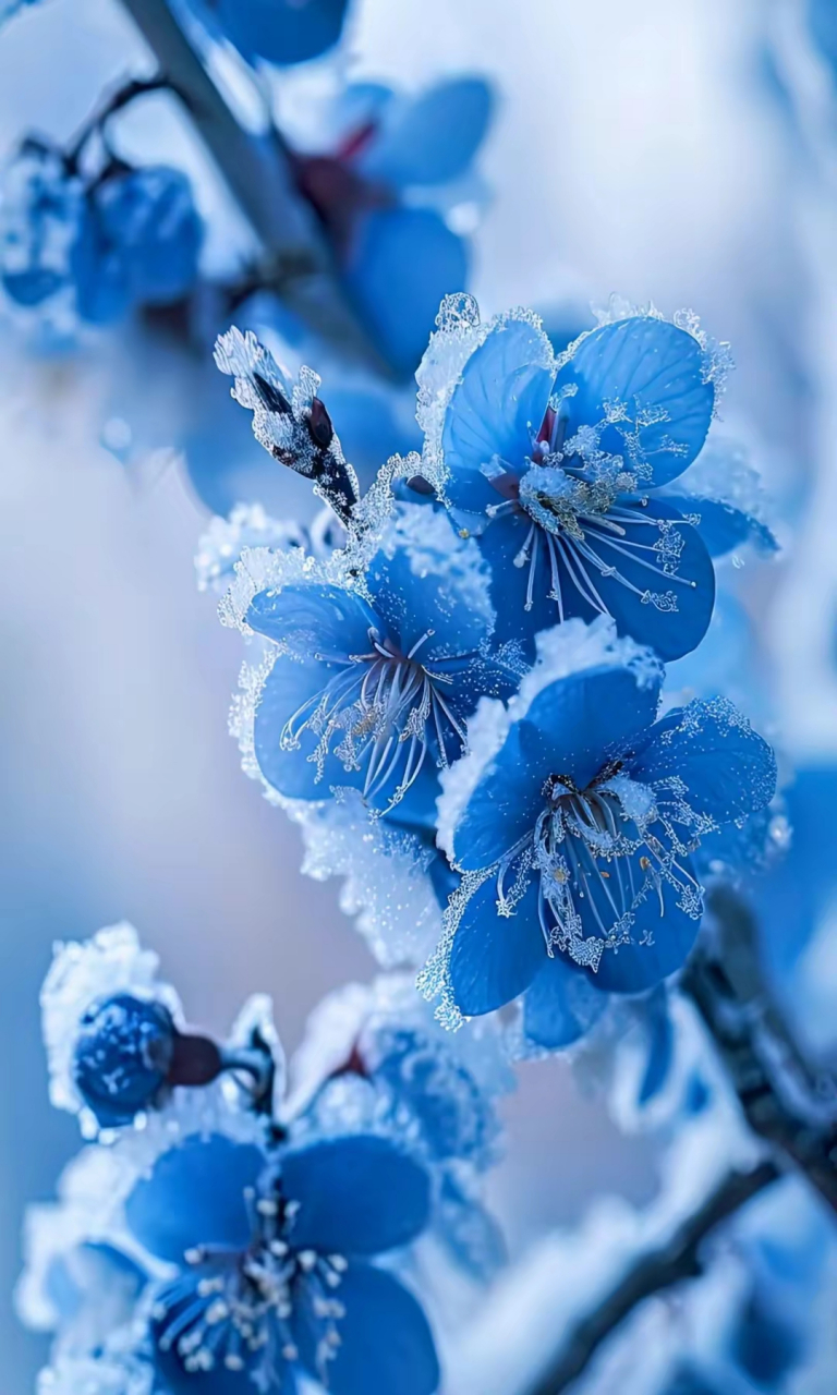 壁纸分享～蓝色的梅花,没见过吧 #2023翻篇吧