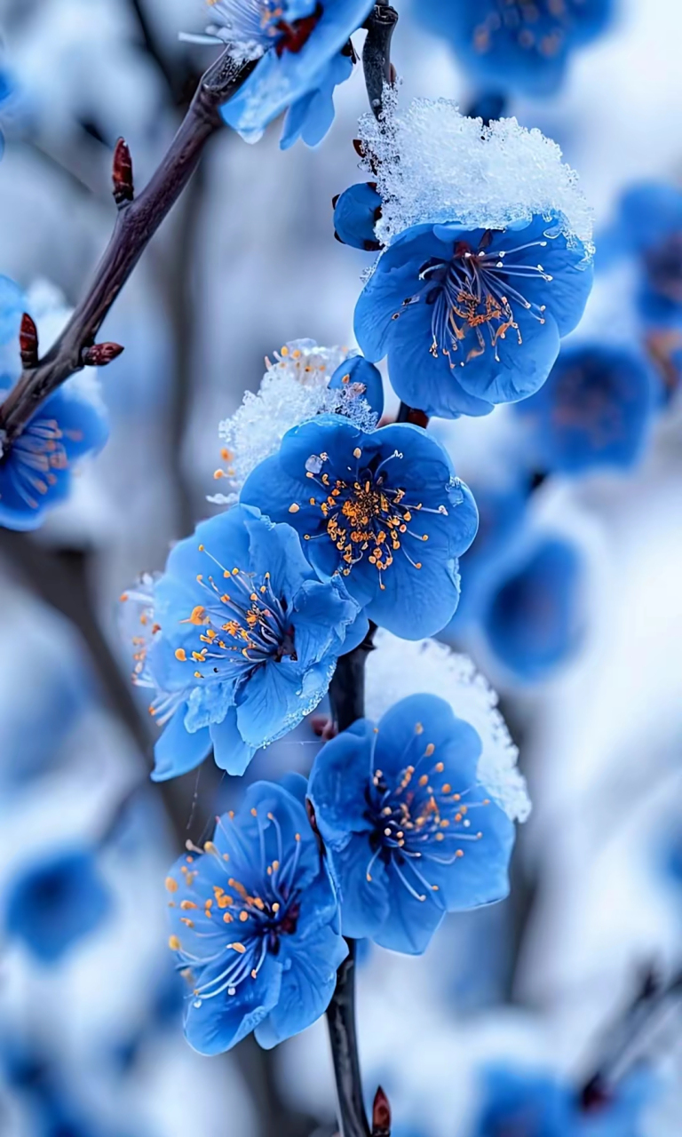 壁纸分享～蓝色的梅花,没见过吧 #2023翻篇吧