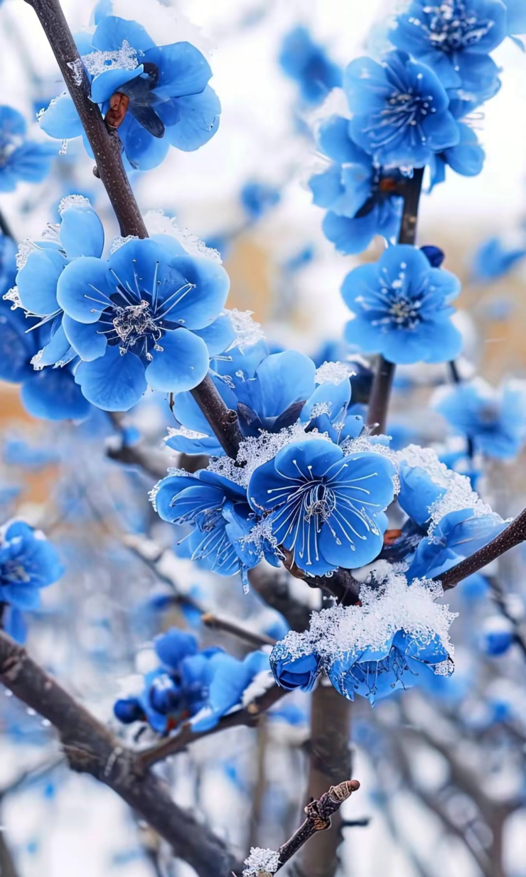 壁纸分享～蓝色的梅花,没见过吧 #2023翻篇吧