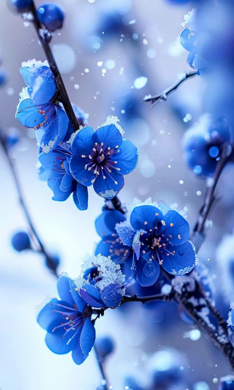 壁纸分享～蓝色的梅花,没见过吧 #2023翻篇吧