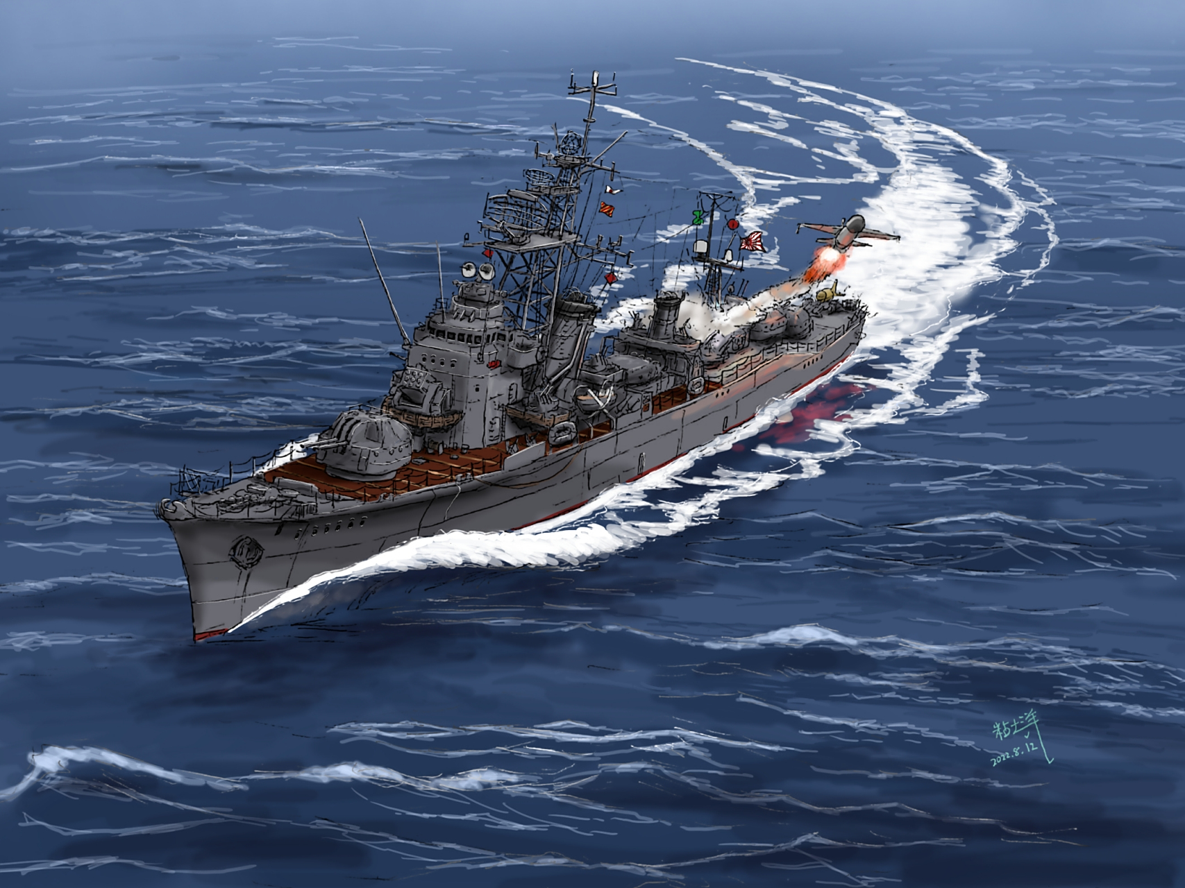 战舰欣赏:一组岛国ijn架空战舰绘画作品,包括了未完工的和图纸上的