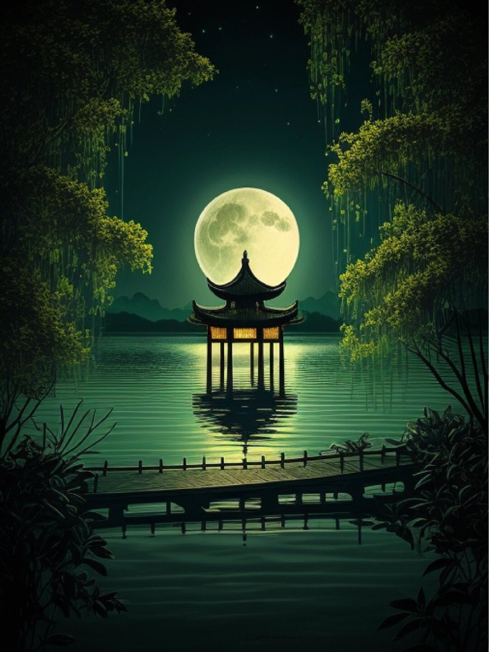 古风素材 月夜  如果你喜欢古风插画和素材,那么一定不能错过月夜这个
