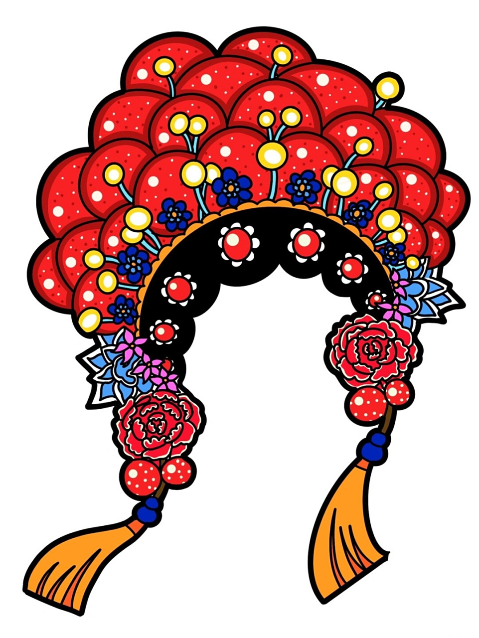 古风素材——戏帽系列(上色版)  戏帽,作为古代戏剧文化的重要组成