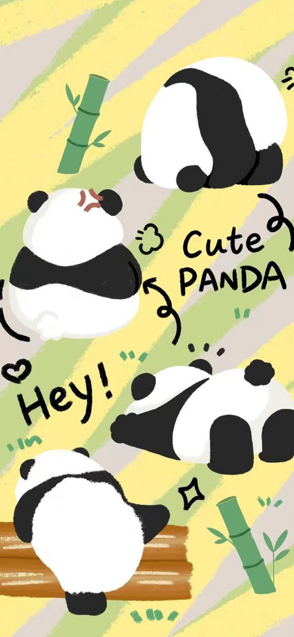 呆萌熊猫可爱卡通壁纸9494 圆滚滚的大熊猫真的太可爱辣,烟熏妆也