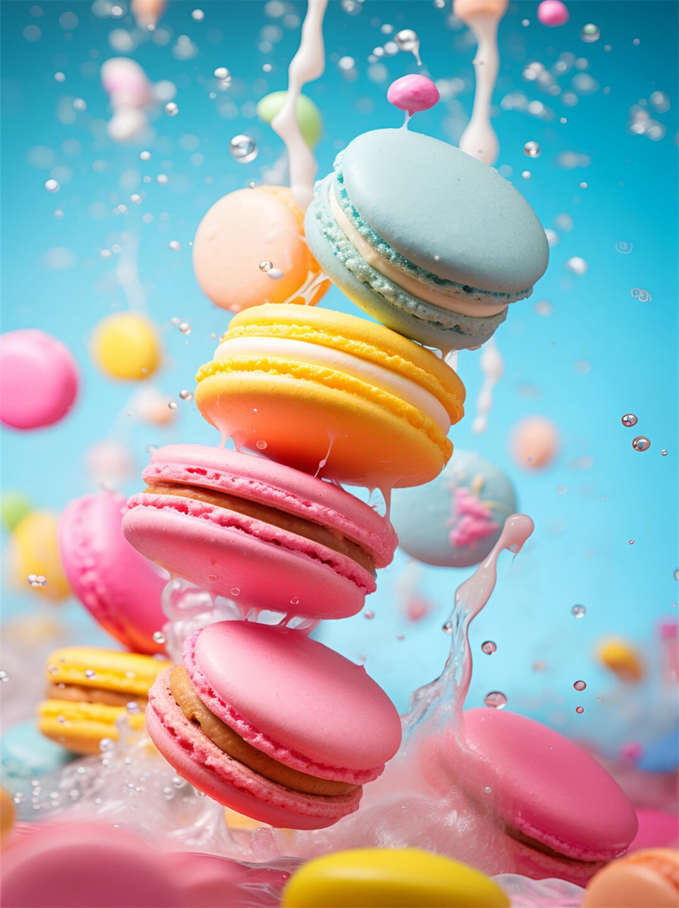 马卡龙绘画素材  马卡龙是一种法式小点心,以其缤纷的色彩和可爱的