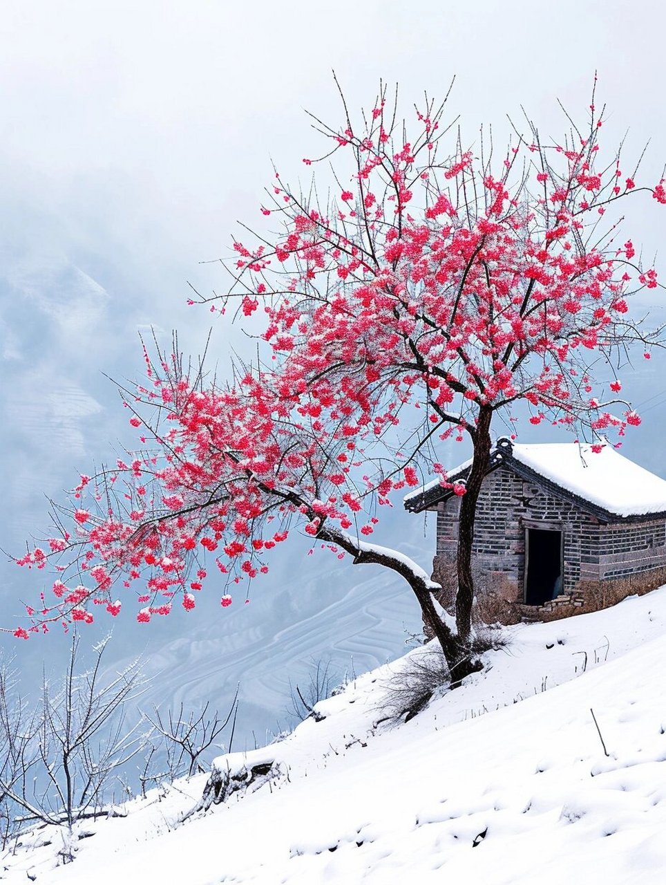 天国的树雪景图片