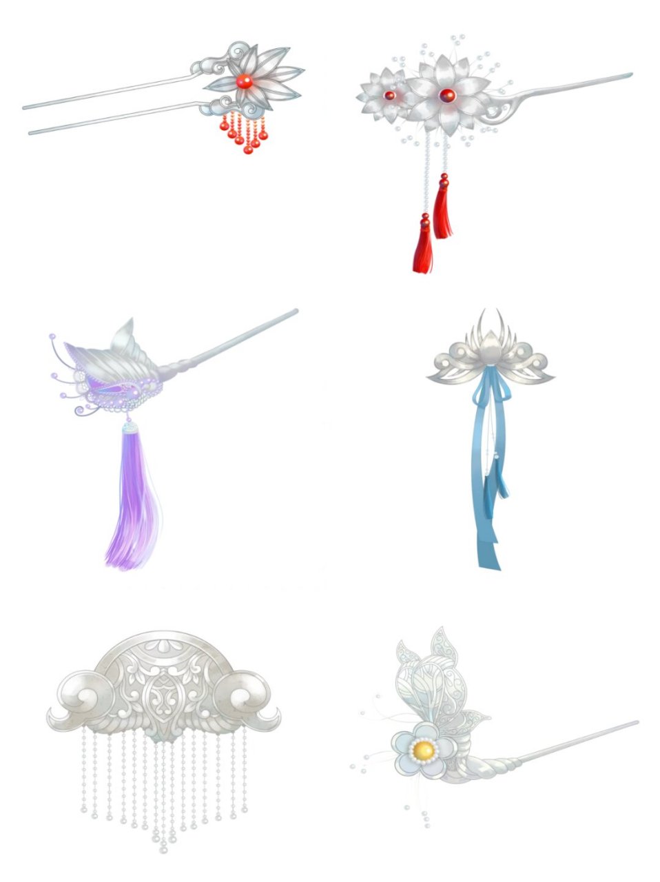 发簪钗环步摇首饰免抠素材  想象一下,在传统婚礼上,新娘头戴金光闪闪