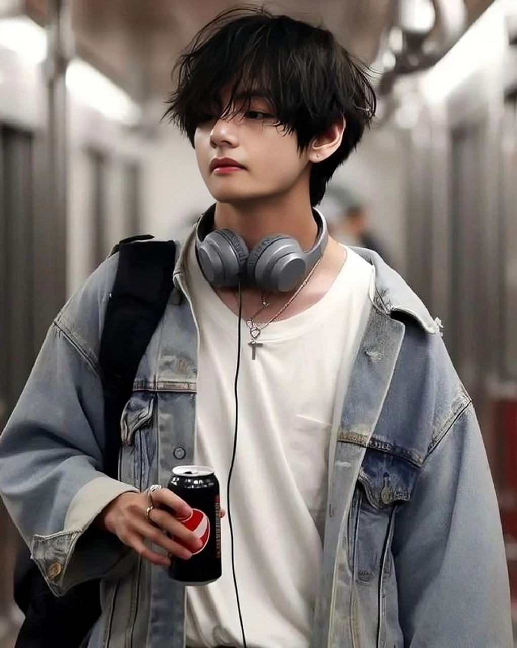 刚刚睡醒的黑发小狗 看起来像高中生出门去补课的金泰亨 #最靓头像