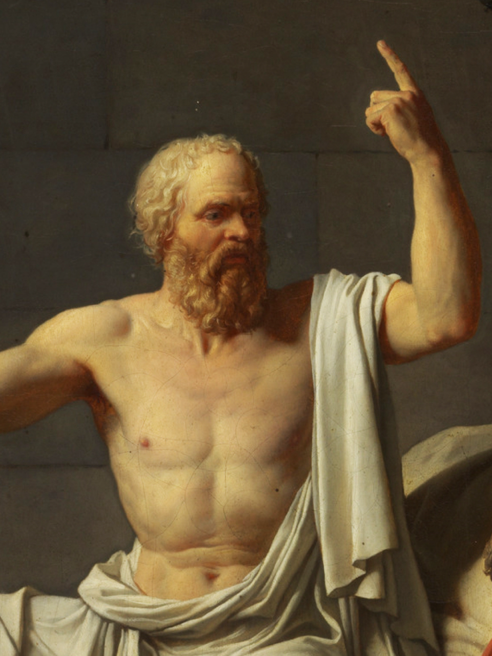 名画欣赏《苏格拉底之死》  古希腊哲学家苏格拉底因主张无神论和言论