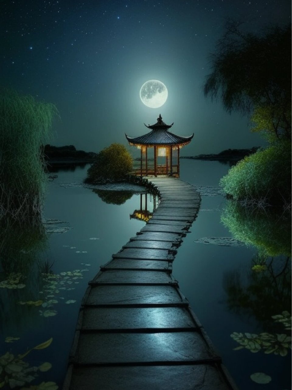 古风素材 月夜  如果你喜欢古风插画和素材,那么一定不能错过月夜这个