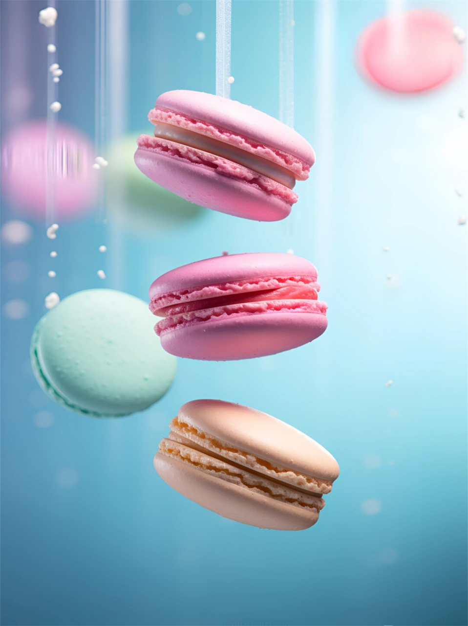 马卡龙绘画素材  马卡龙是一种法式小点心,以其缤纷的色彩和可爱的