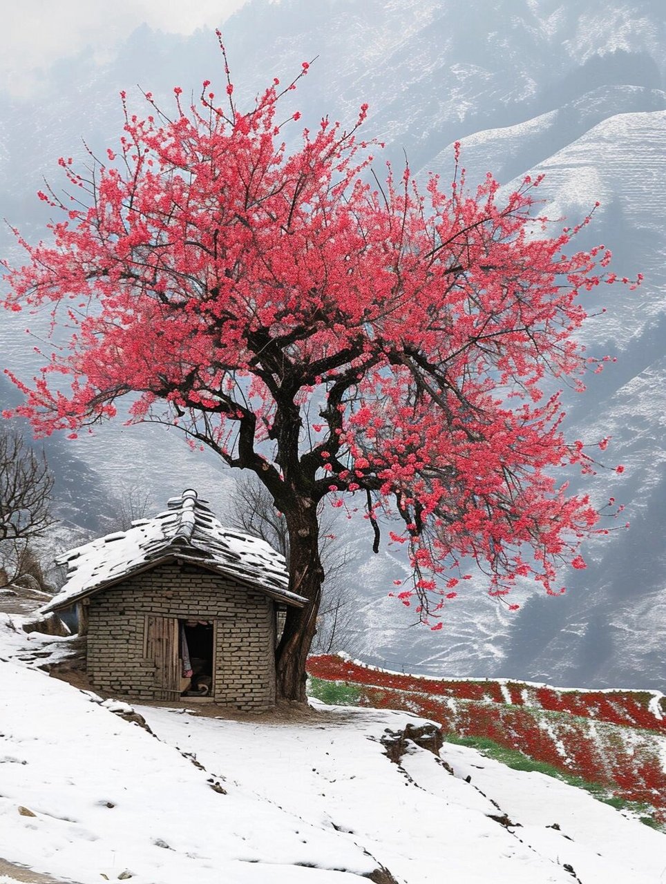 天国的树雪景图片