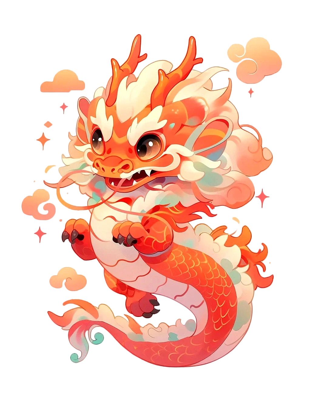 ai生成的国潮风中国龙插画素材