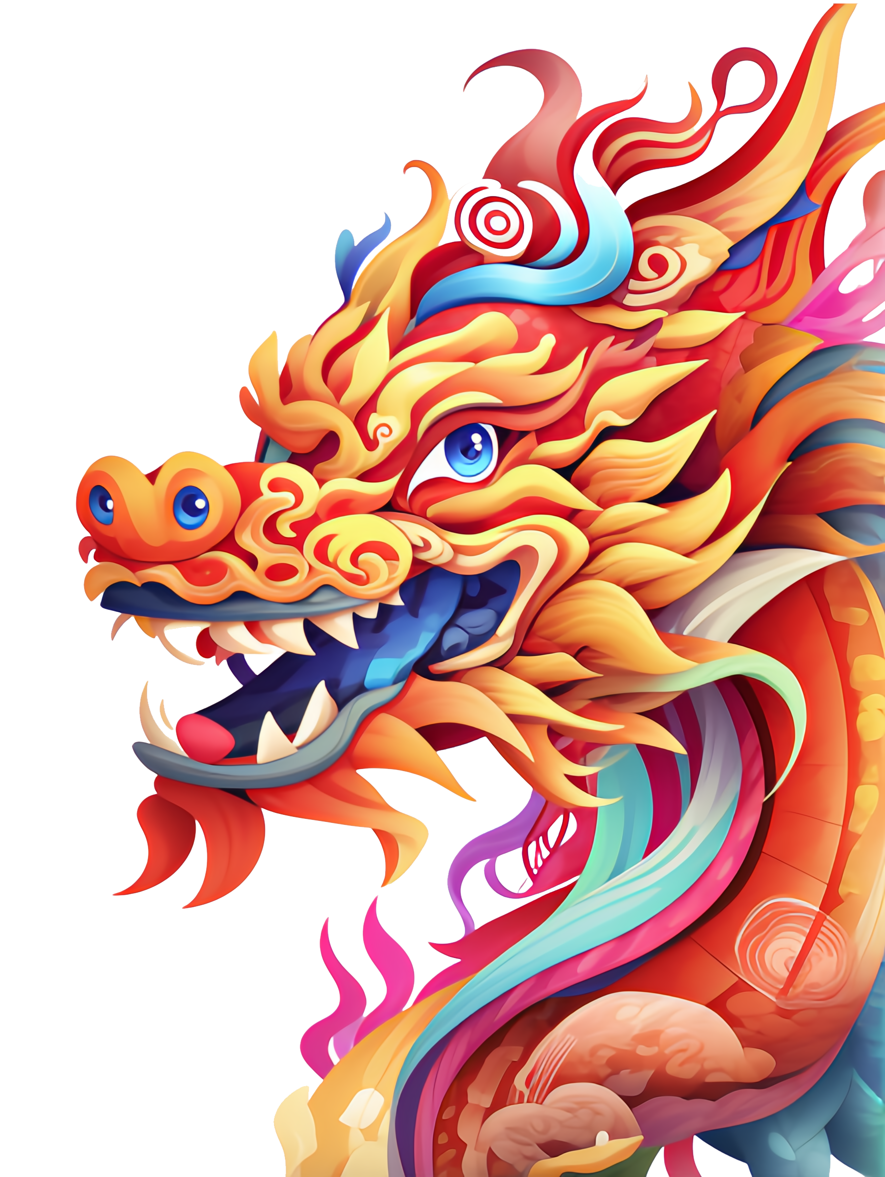 ai生成的国潮风中国龙插画素材