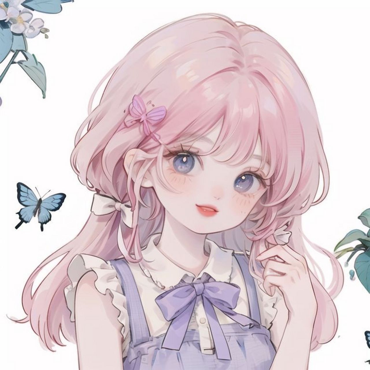 有趣表情:可爱蝴蝶女孩头像#有趣表情# #头像# #动漫女孩