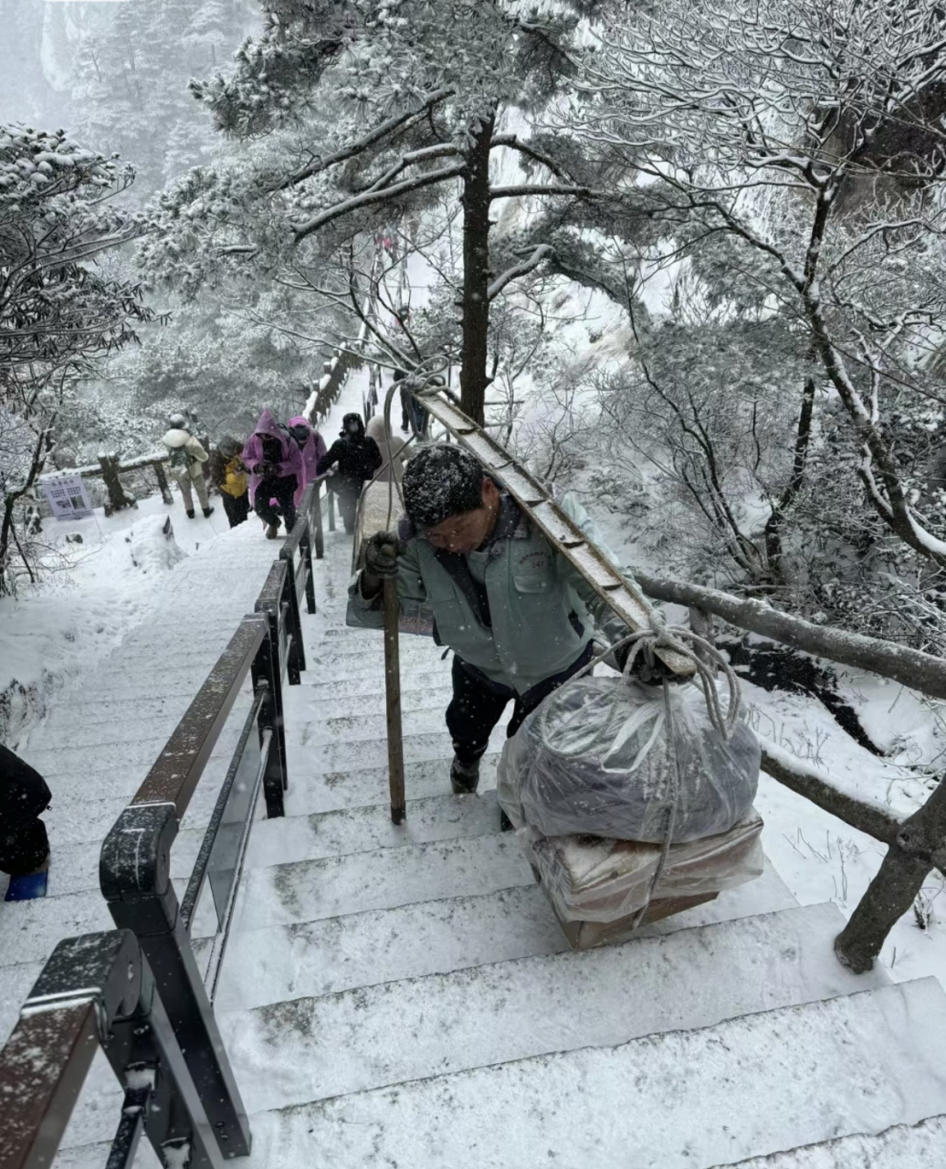 黄山挑夫图片图片