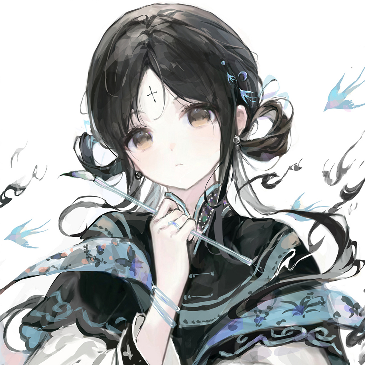 黑白水墨古风少女头像 仿佛从山水画中走出来,带着淡淡的诗意和优雅