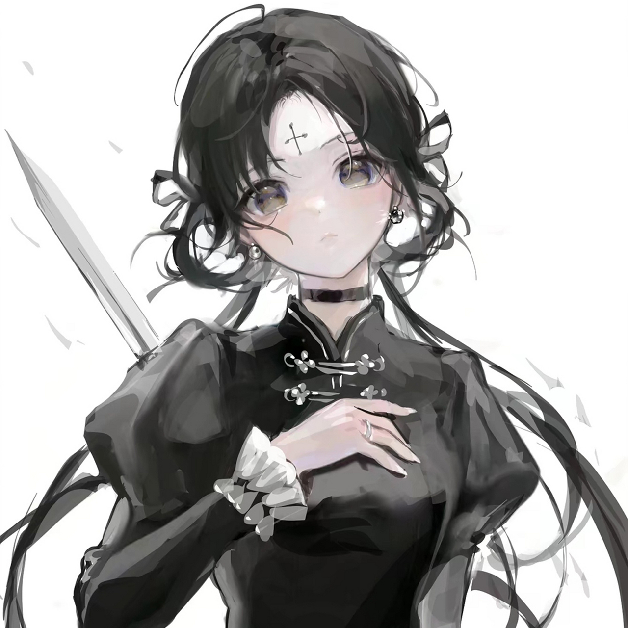 黑白水墨古风少女头像 仿佛从山水画中走出来,带着淡淡的诗意和优雅