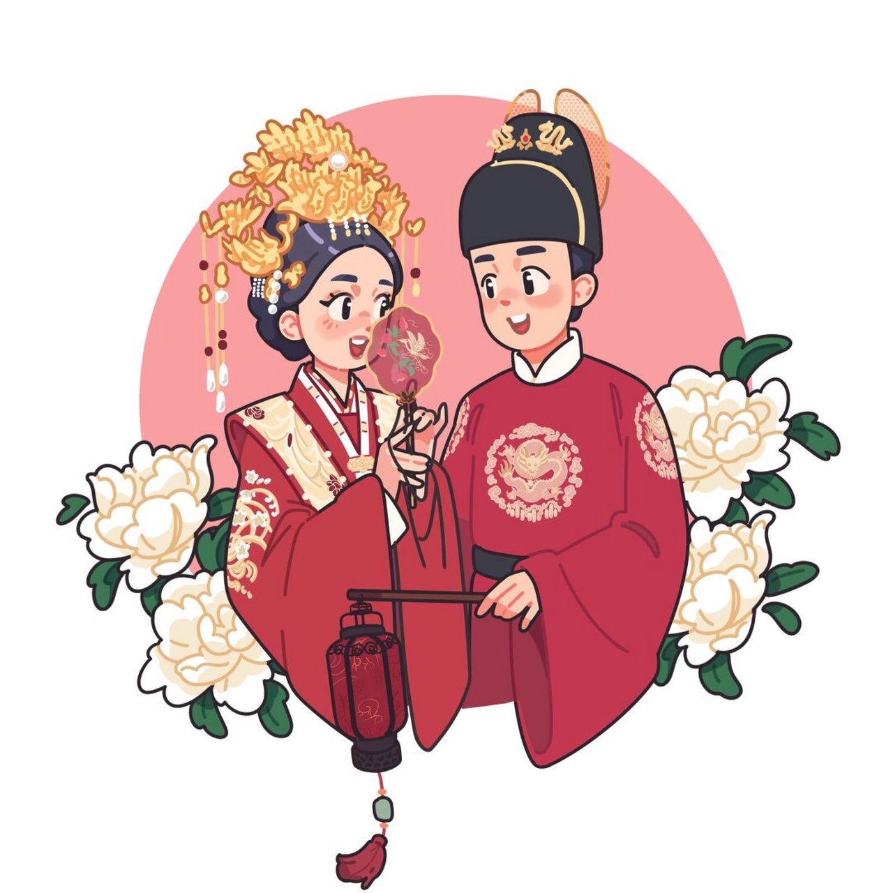 中式婚礼小练习  中式婚礼的插画风格,给你不一样的视觉享受.