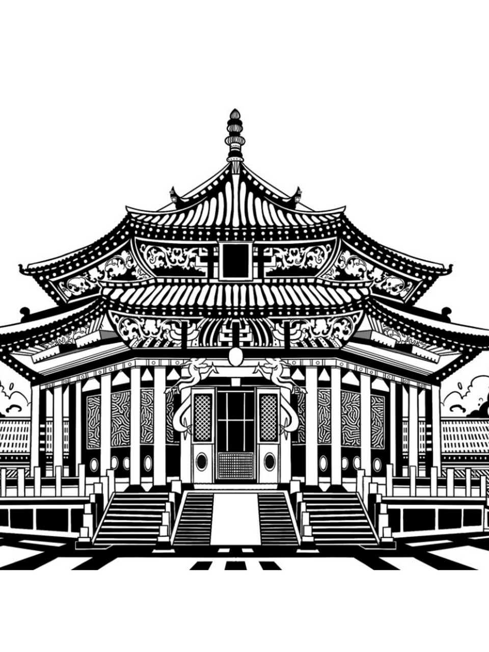 黑白装饰画  黑白装饰画·传统纹样·古建筑