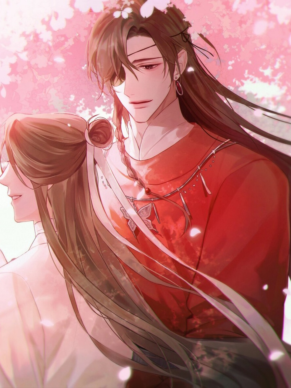 花城不仅夸赞雪人很像,还担心谢怜会冻着,说要给他打伞.