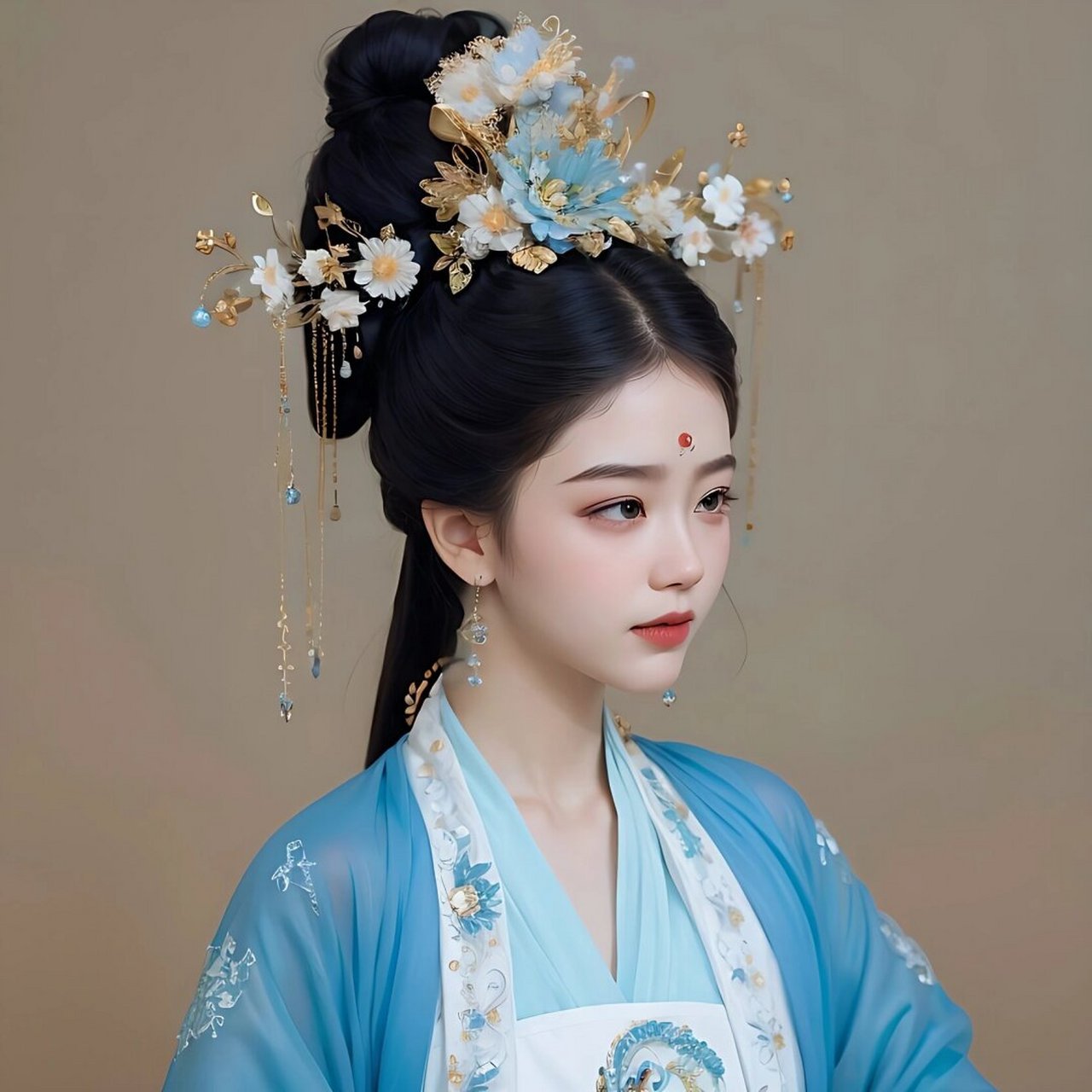 簪发头饰  想象一下,你身着唐朝的华丽汉服,发间别着一枚精美的簪花