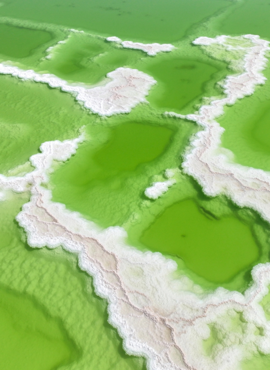 大西北盐湖——察尔汗盐湖 在这里我们仿佛置身在绿色的海洋 当你走进