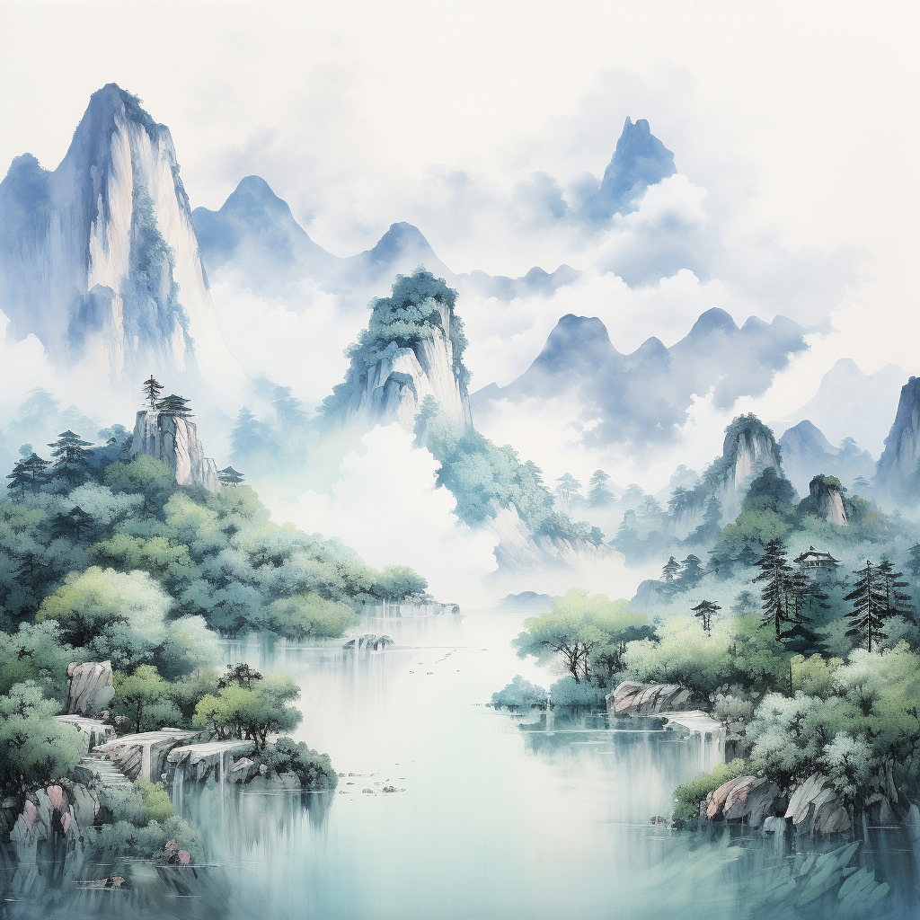 ai眼中的山水画