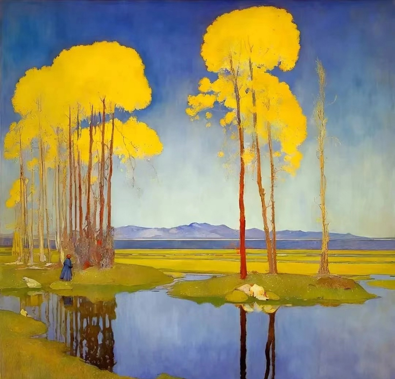 美国艺术家jef bourgeau插画作品欣赏,描绘了秋冬季节的风景,色彩明快