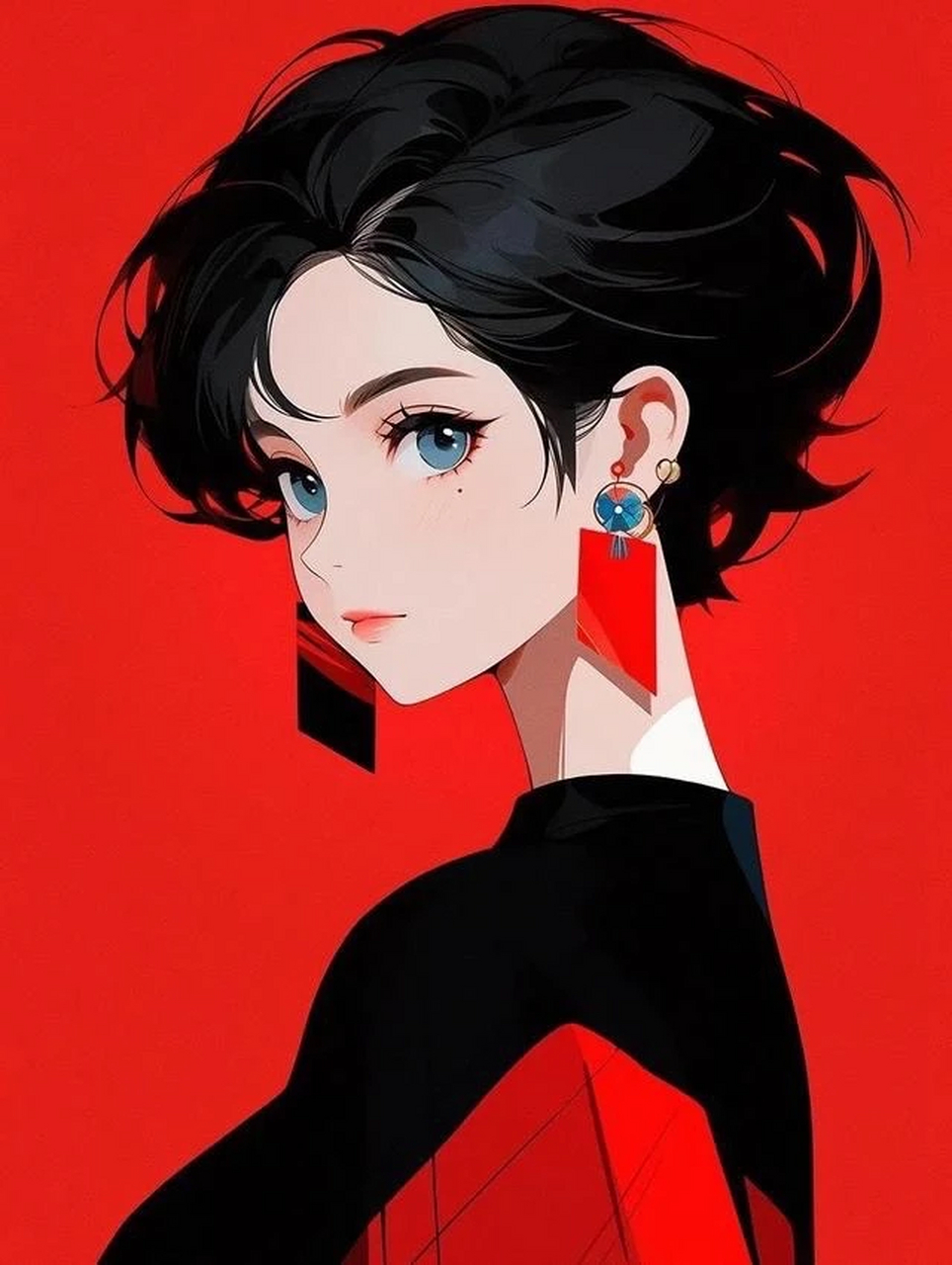 红色系短发女生头像 短发女孩,利落中不失柔情,她们以阳光为妆容,自信