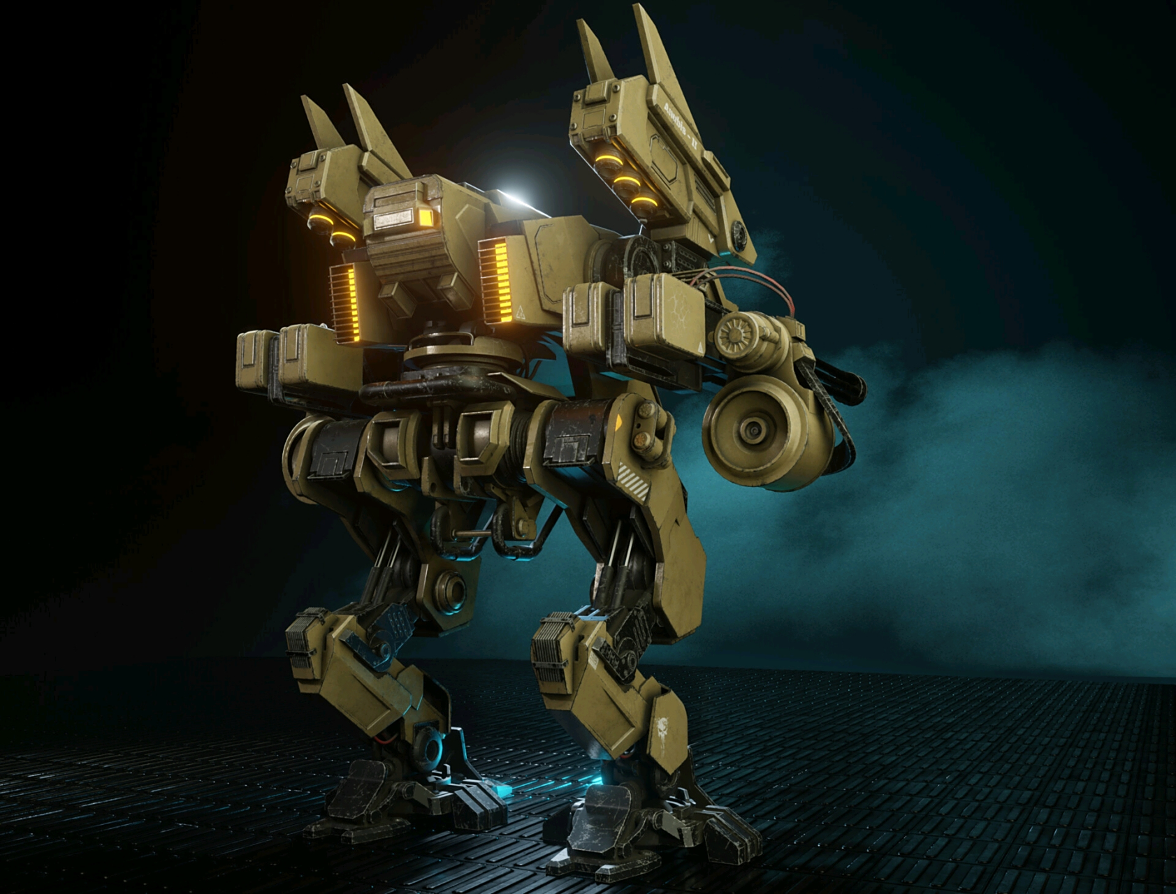 建模欣赏:一组双足机甲建模作品,便于在狭窄空间展开,双臂外挂多种