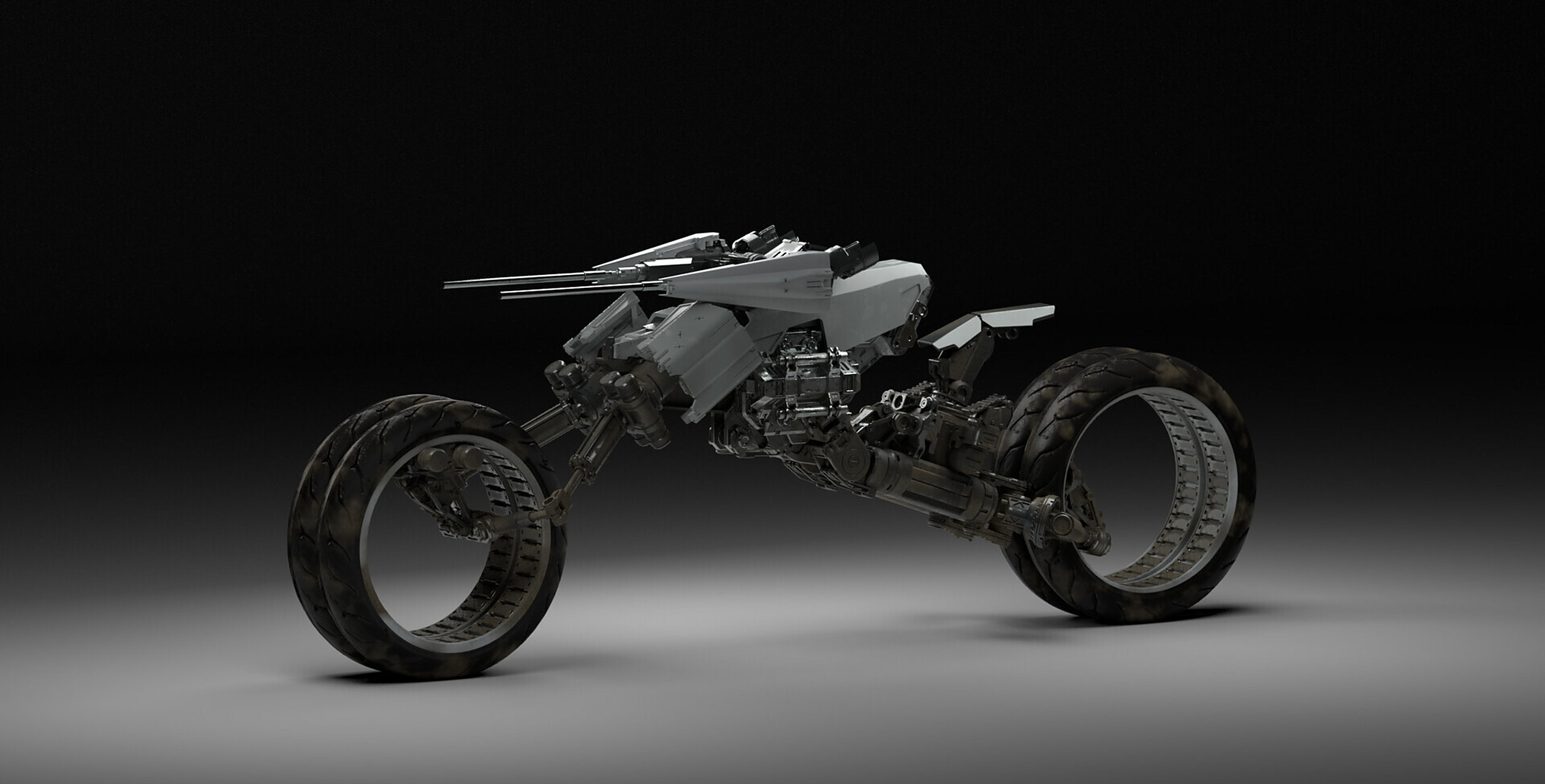 建模欣赏:一组未来风格的机车建模作品,机械外露,造型前卫,充满了赛博