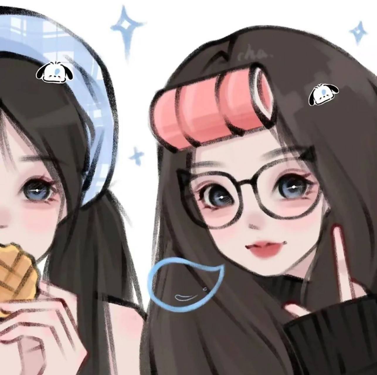 闺蜜头像手绘系列