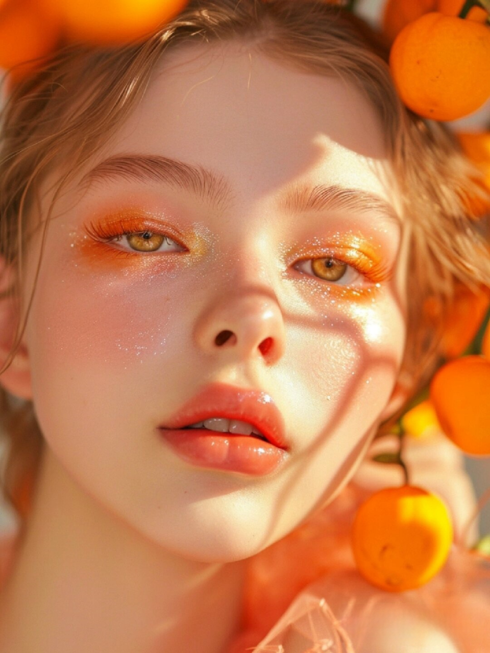 "大橘大利"妆容犹如新年的璀璨颂歌,以其明亮的橘色眼影传递着欢愉与