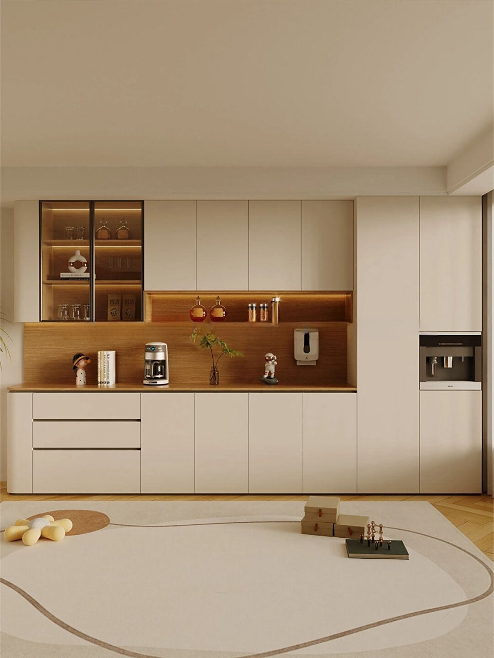 今天要为大家呈现的这款餐边柜设计,是现代简约风格中的典范之作.