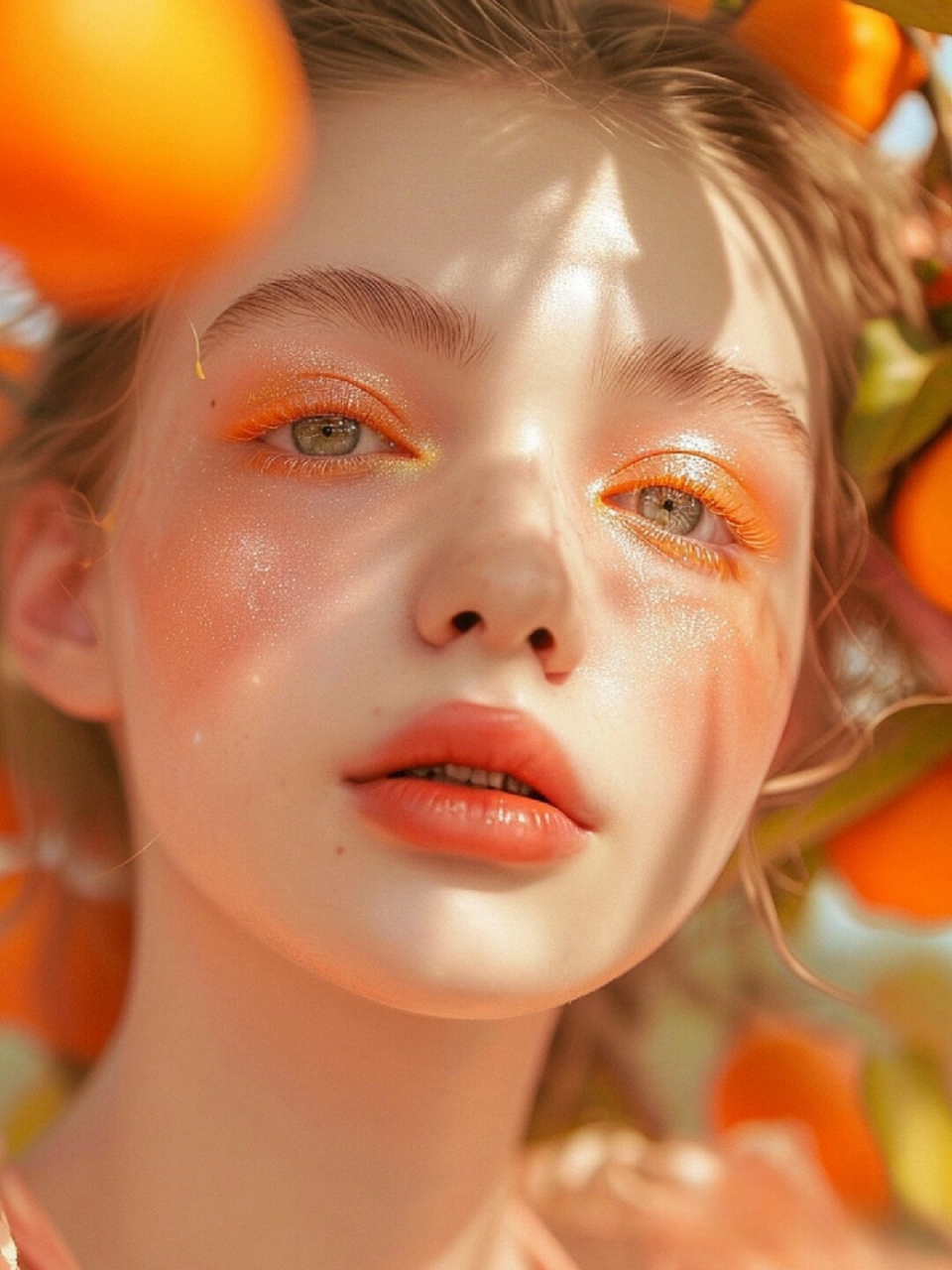 "大橘大利"妆容犹如新年的璀璨颂歌,以其明亮的橘色眼影传递着欢愉与