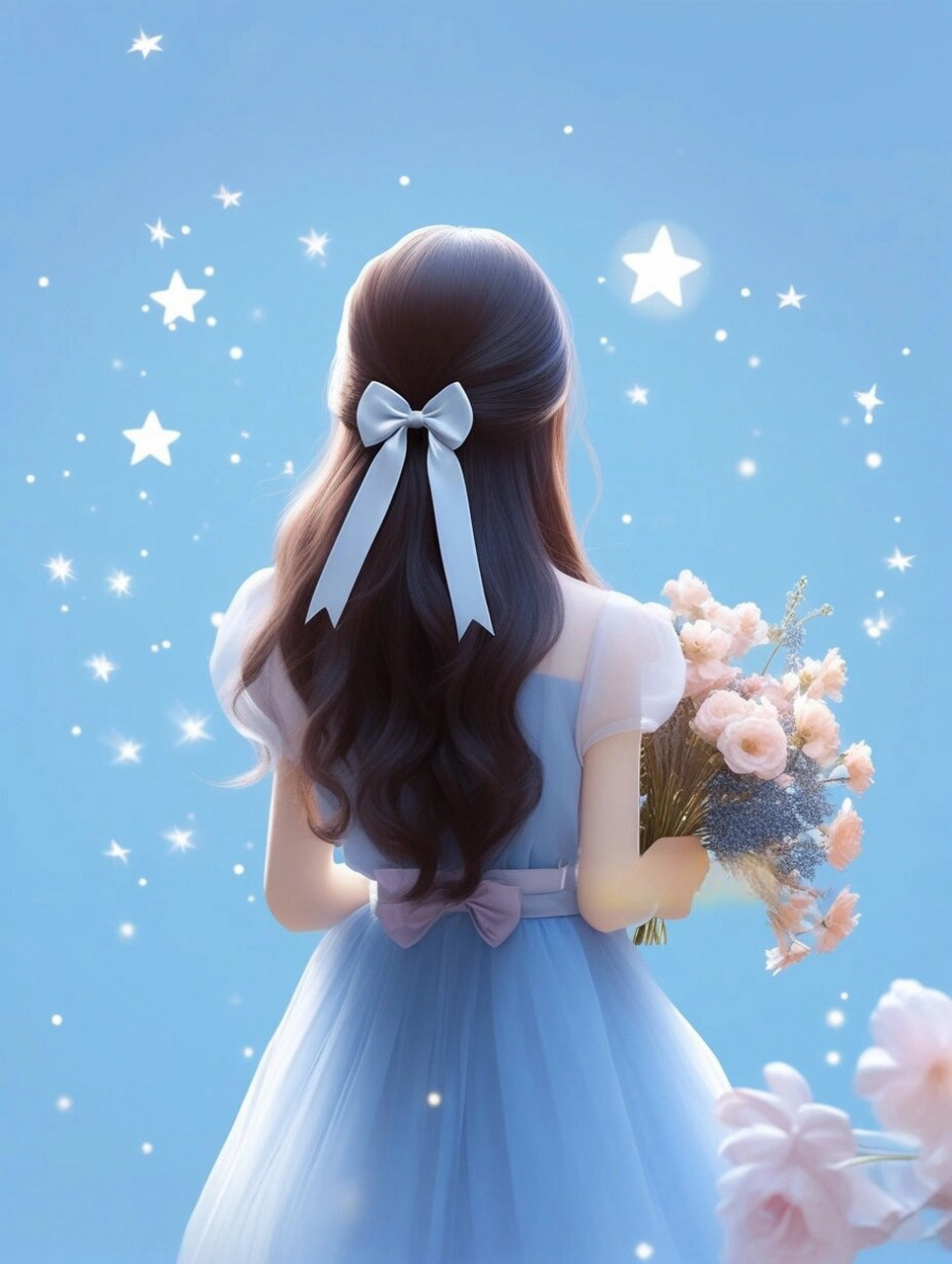 唯美背影图  在治愈系古风视频中,公主身着婚纱,漫步在唯美的意境中.