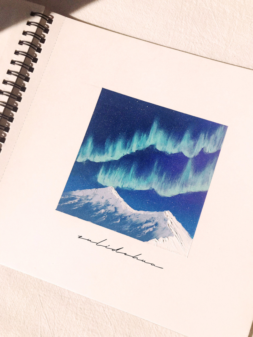 初探油画棒世界:临摹北极光之作