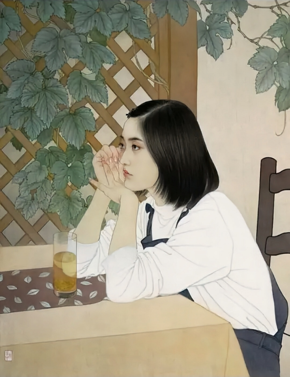 当代工笔画名家何家英笔下的少女美丽,婉约,纯净,高洁,充分展现东方