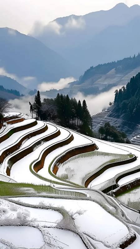 云和梯田雪景图片