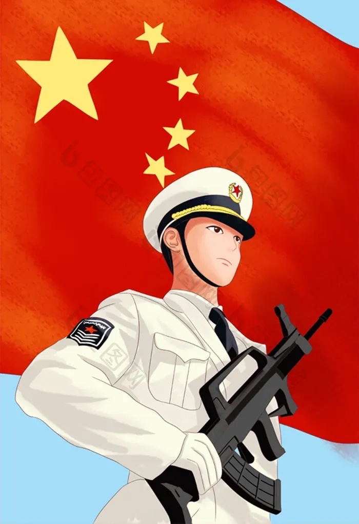 军人持枪敬礼绘画阅兵图片壁纸动漫九三阅兵ai画的图礼兵手握钢枪背景